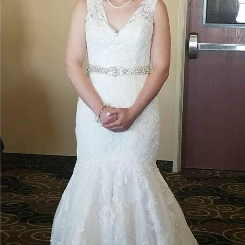 Elegant White Lace Wedding Dress - Picture 3 of 11